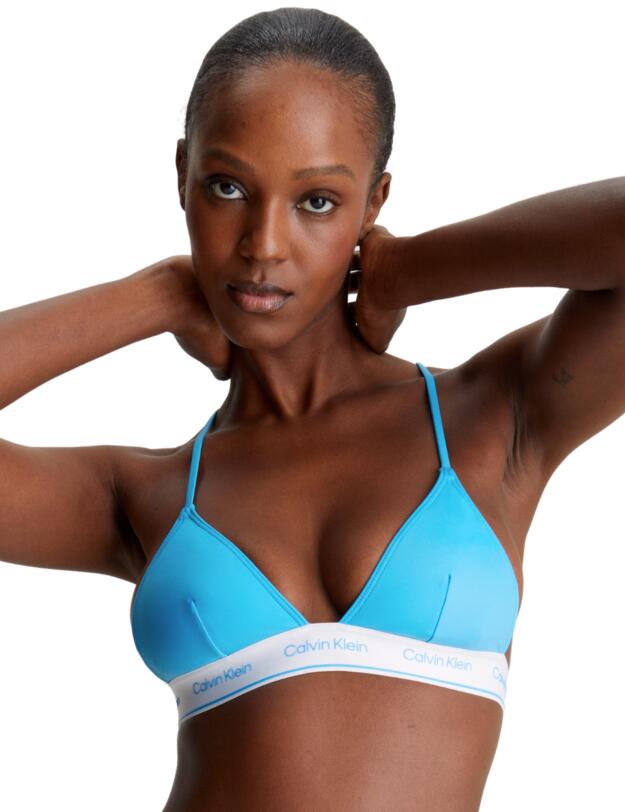 Calvin Klein CK Meta Legacy Triangle Bikini Top Malibu Blue