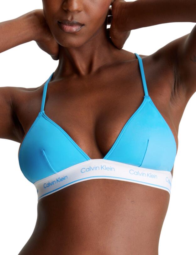Calvin Klein CK Meta Legacy Triangle Bikini Top Malibu Blue