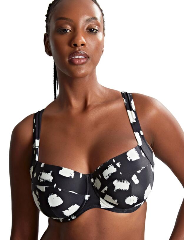 Panache Black Sand Olivia Full Cup Bikini Top Black Sand Print