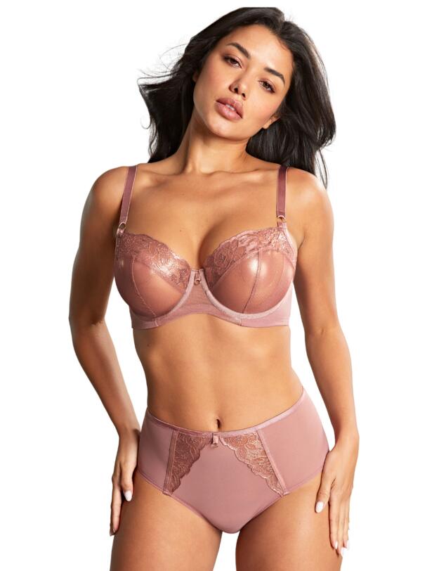Panache Rosa Suspender Brief Rose Gold
