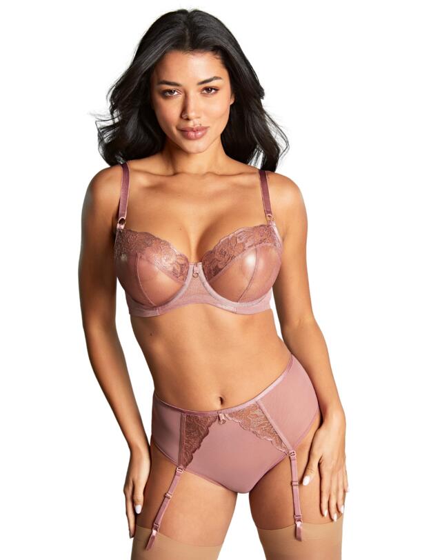 Panache Rosa Suspender Brief Rose Gold