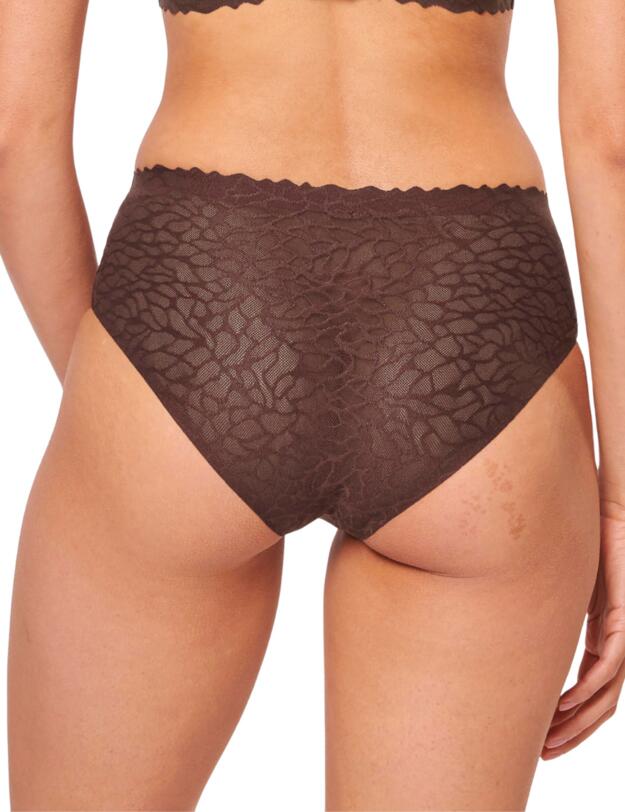 Sloggi Zero Feel Lace High Waisted Brief Ebony Brown