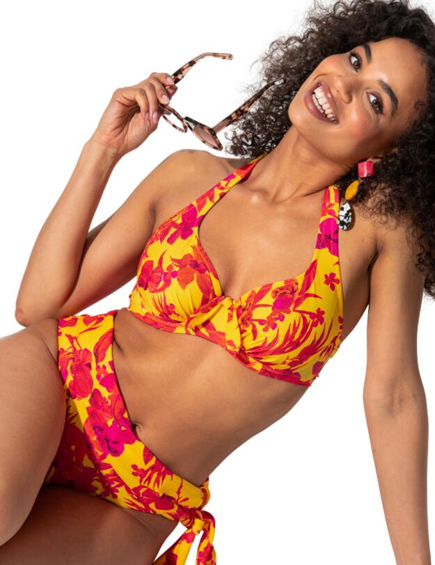 Pour Moi Heatwave Halter Bikini Top Yellow Floral