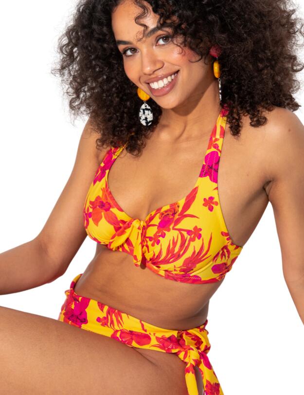 Pour Moi Heatwave Halter Bikini Top Yellow Floral