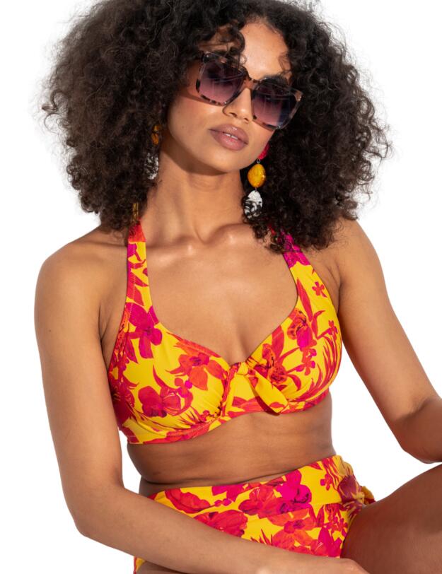 Pour Moi Heatwave Halter Bikini Top Yellow Floral