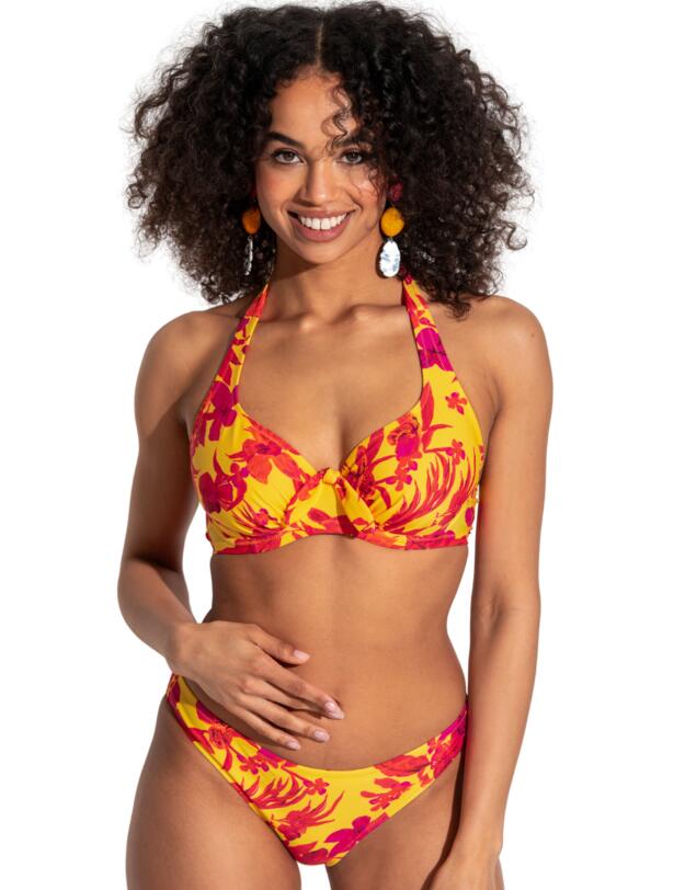 Pour Moi Heatwave Halter Bikini Top Yellow Floral