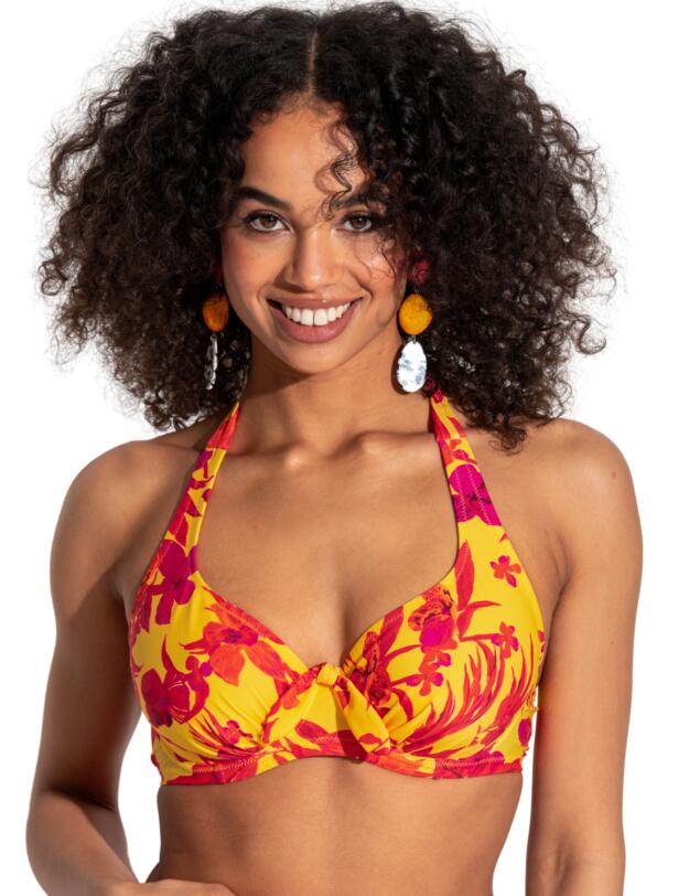 Pour Moi Heatwave Halter Bikini Top Yellow Floral