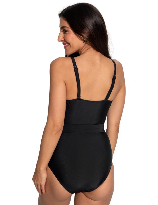 Pour Moi Shoreline Belted Control Swimsuit Black