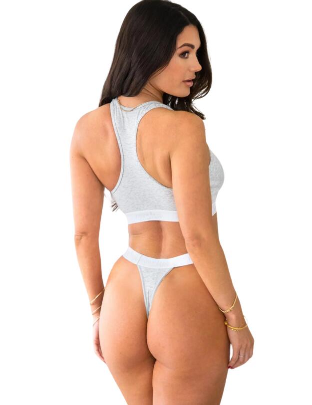 Pour Moi Love To Lounge Thong Grey Marl