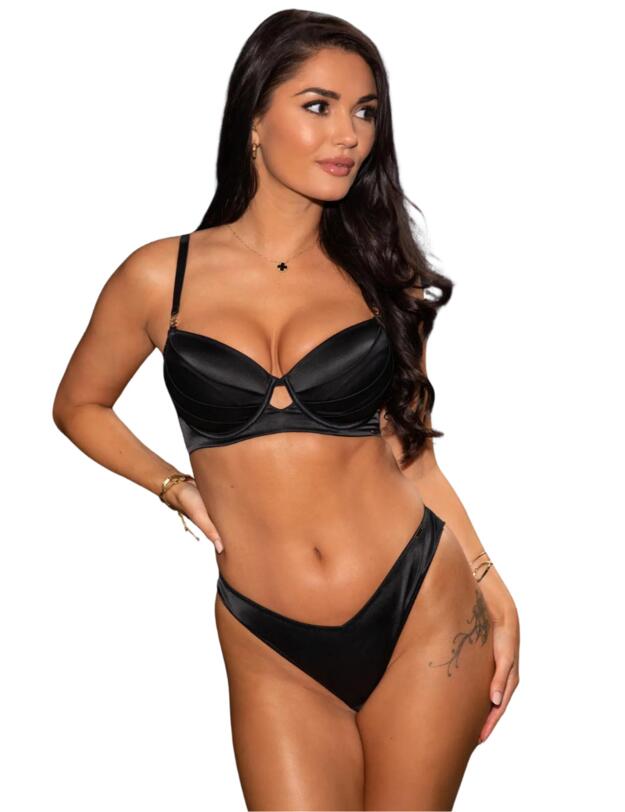 Pour Moi India Satin Brazilian Brief Black