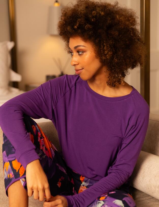 Cyberjammies Edie Slouch Jersey Pyjama Top Light Purple