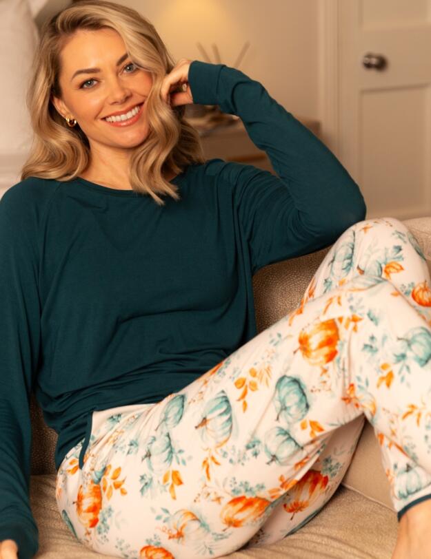 Cyberjammies Goldie Pumpkin Printed Jersey Pyjama Bottoms Cream Mix