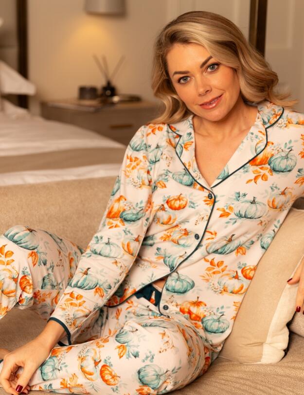 Cyberjammies Goldie Pumpkin Printed Jersey Pyjama Bottoms Cream Mix
