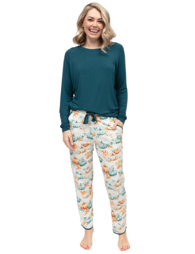 Cyberjammies Goldie Pumpkin Printed Jersey Pyjama Bottoms Cream Mix