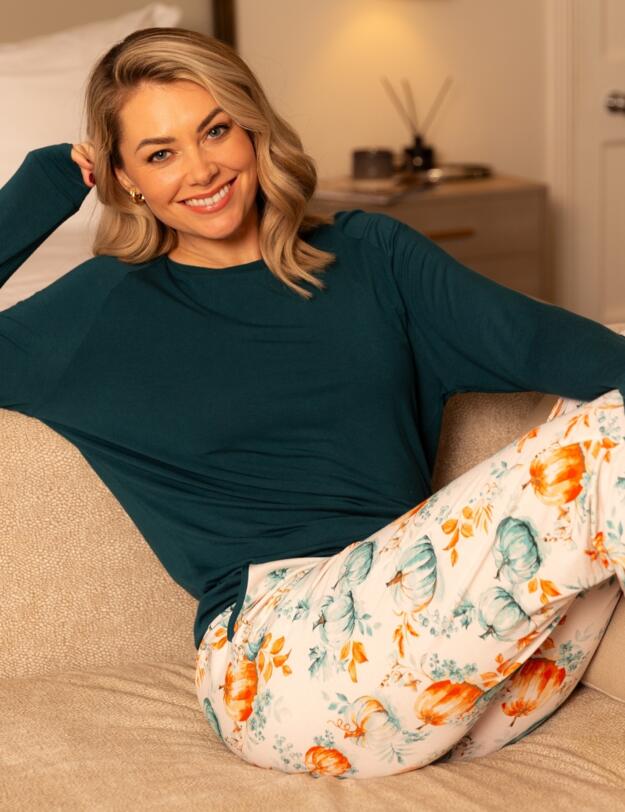 Cyberjammies Goldie Slouch Jersey Pyjama Top Teal