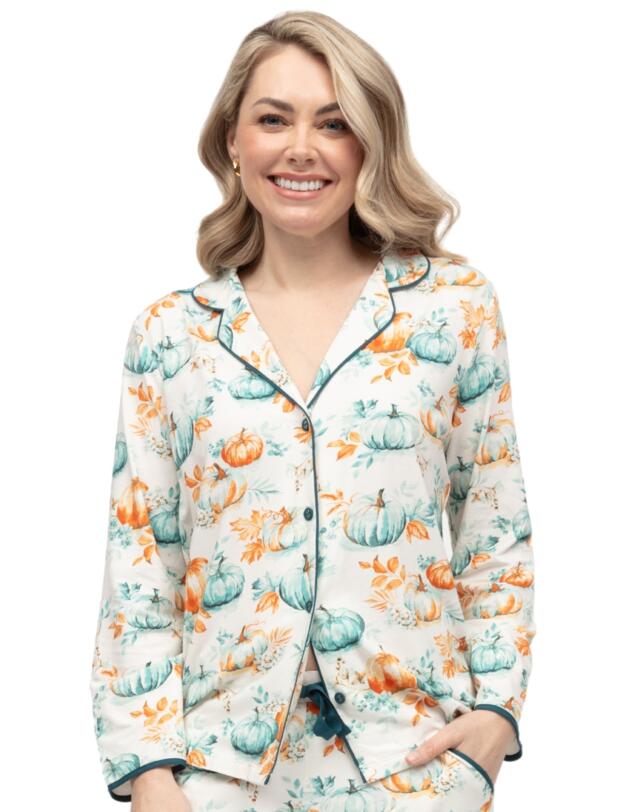 Cyberjammies Goldie Pumpkin Printed Jersey Pyjama Top Cream Mix