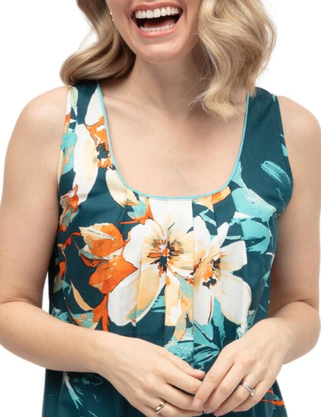 Cyberjammies Goldie Floral Print Short Nightdress Teal Mix
