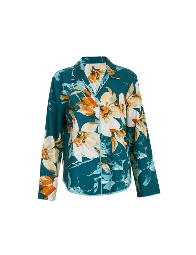 Cyberjammies Floral Print Pyjama Top Teal Mix