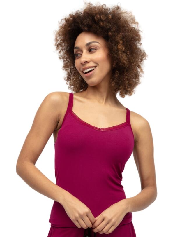 Cyberjammies Penelope Lace Trim Jersey Hidden Support Vest Berry