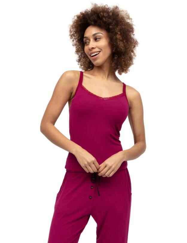 Cyberjammies Penelope Lace Trim Jersey Hidden Support Vest Berry