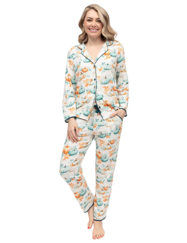 Cyberjammies Goldie Pumpkin Printed Jersey Pyjama Top Cream Mix