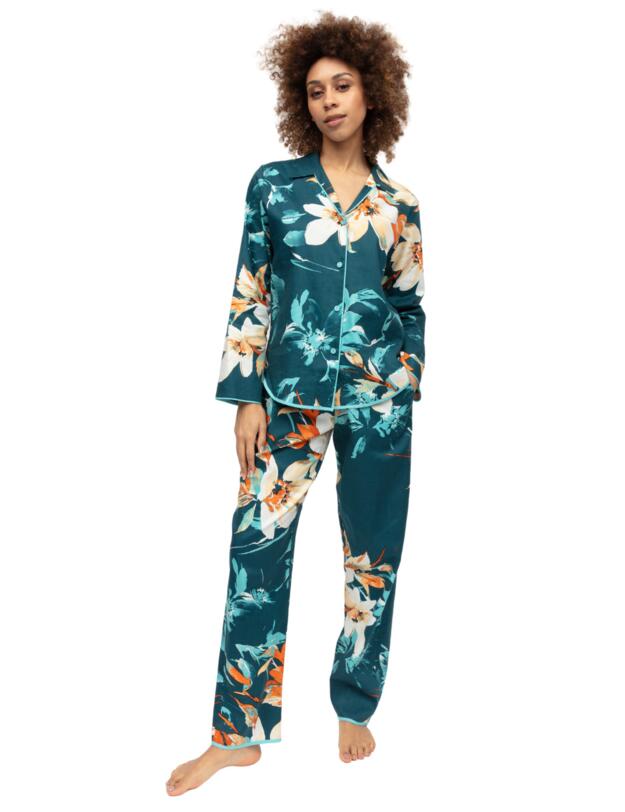 Cyberjammies Floral Print Pyjama Top Teal Mix
