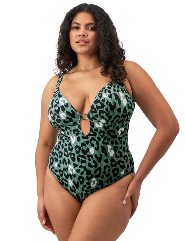 Elomi Jungle Bay Non Wired Plunge Swimsuit Black