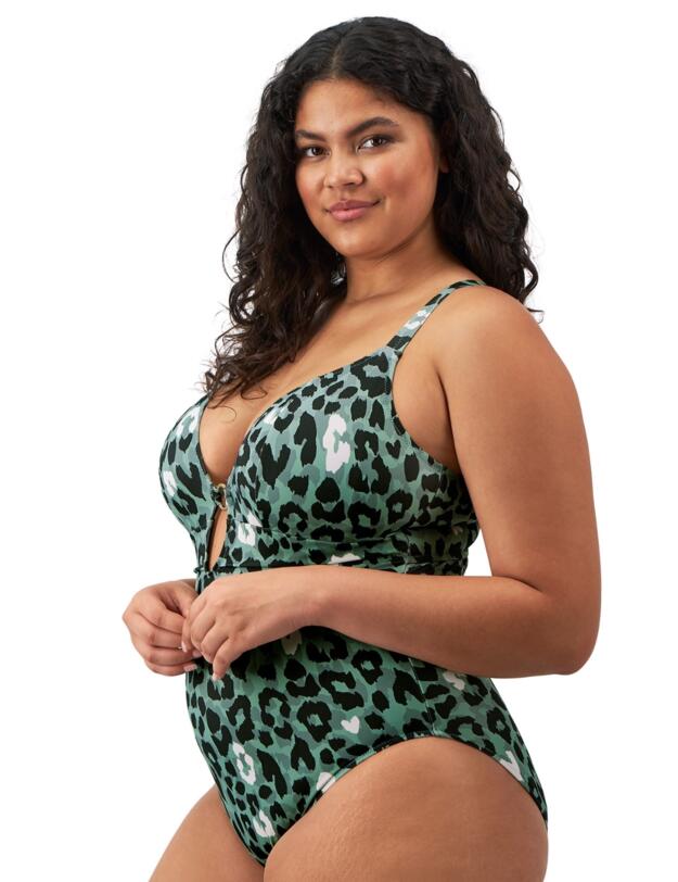 Elomi Jungle Bay Non Wired Plunge Swimsuit Black