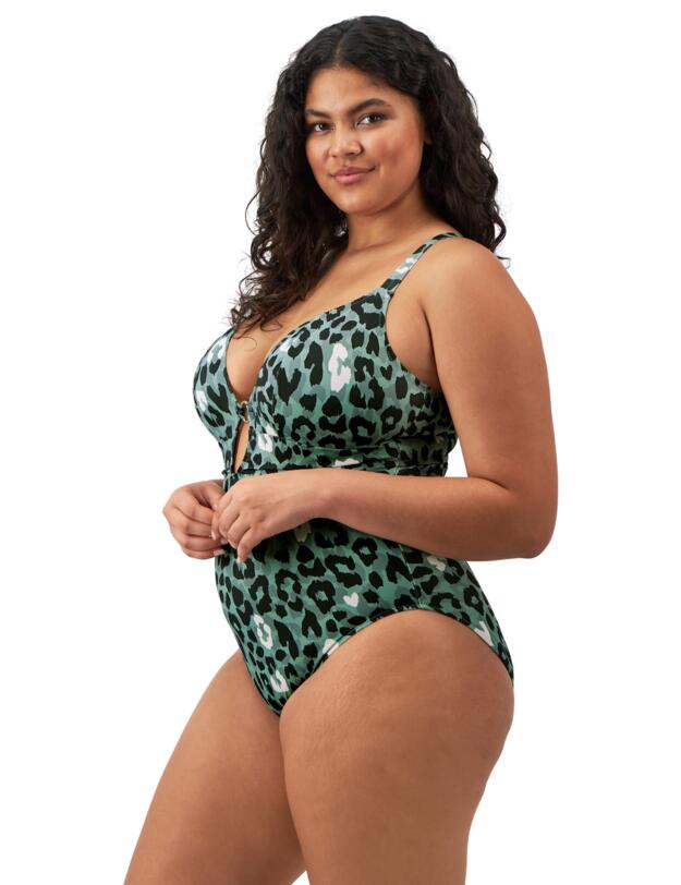 Elomi Jungle Bay Non Wired Plunge Swimsuit Black