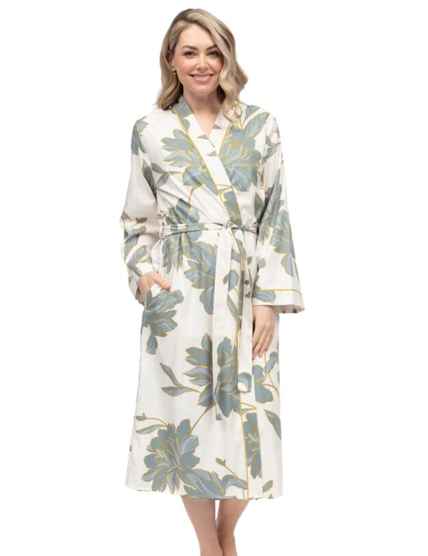 Cyberjammies Piper Floral Print Long Dressing Gown White Mix