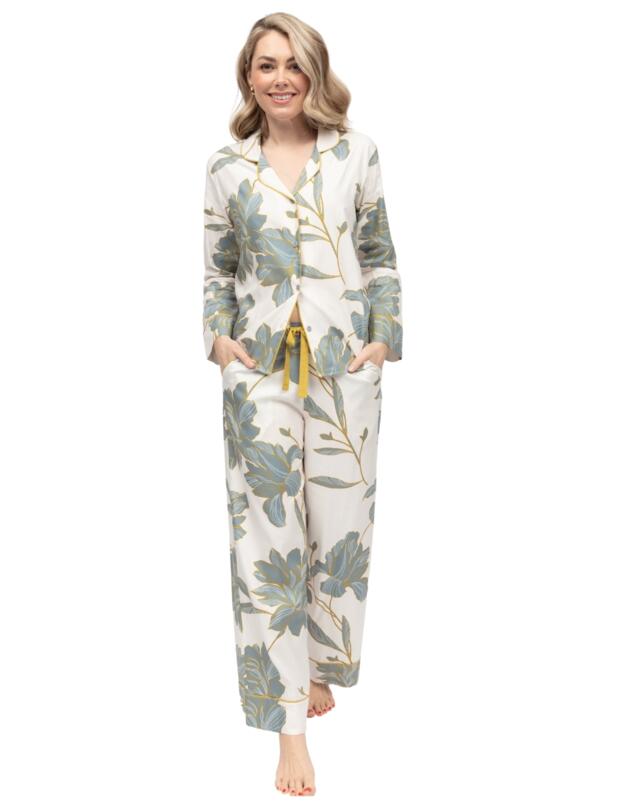 Cyberjammies Piper Floral Print Wide Pyjama Bottoms White Mix