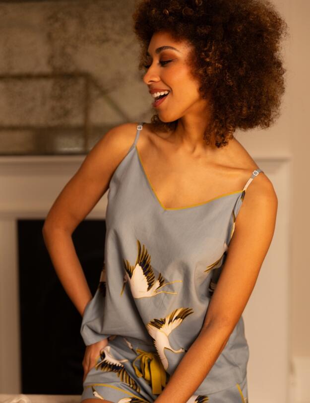Cyberjammies Piper Crane Bird Print Cami Blue Mix