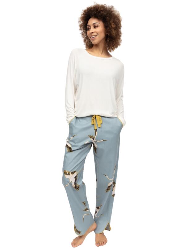 Cyberjammies Piper Crane Bird Print Pyjama Bottoms Blue Mix
