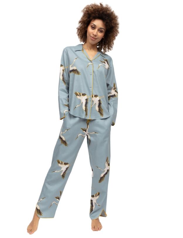 Cyberjammies Piper Crane Bird Print Pyjama Bottoms Blue Mix