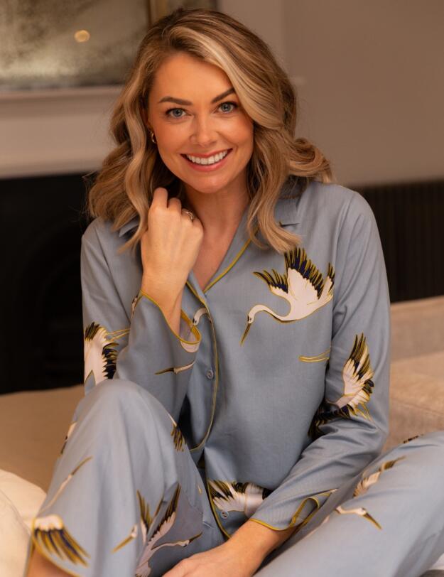 Cyberjammies Piper Crane Bird Print Pyjama Top Blue Mix