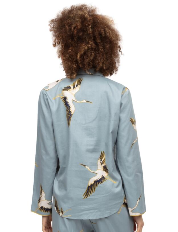 Cyberjammies Piper Crane Bird Print Pyjama Top Blue Mix
