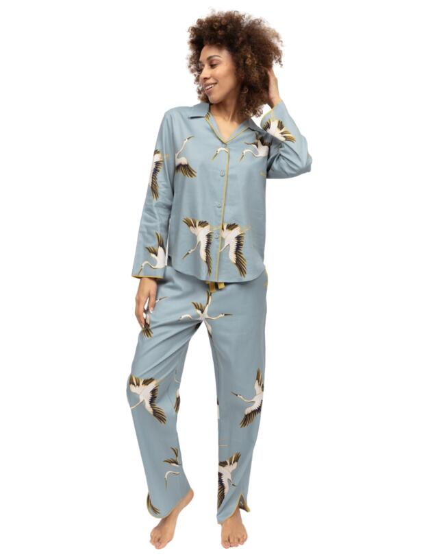 Cyberjammies Piper Crane Bird Print Pyjama Top Blue Mix