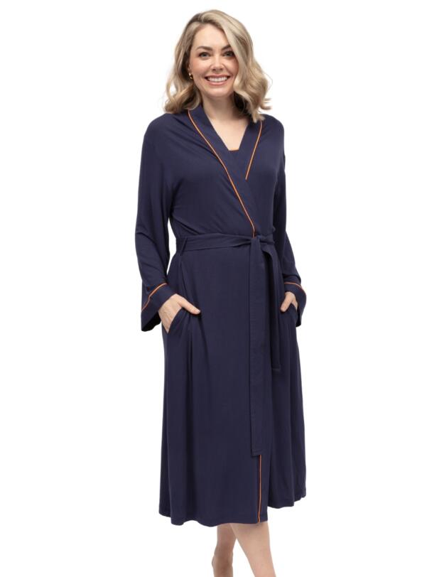 Cyberjammies Taylor Jersey Long Dressing Gown Navy
