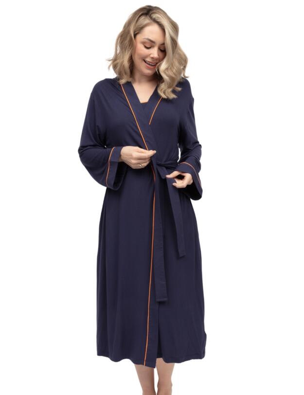 Cyberjammies Taylor Jersey Long Dressing Gown Navy
