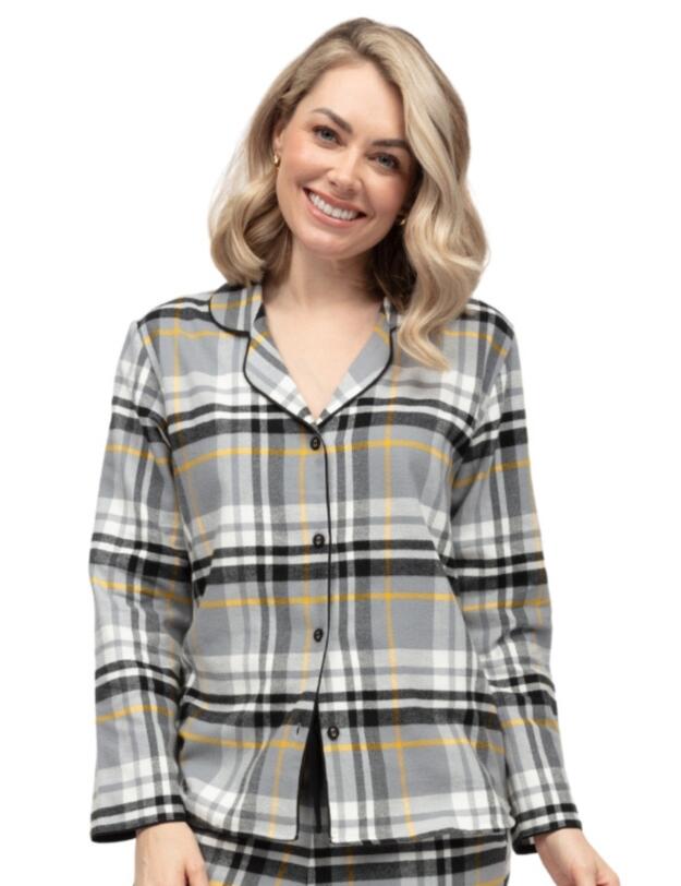 Cyberjammies Parker Brushed Check Pyjama Top Grey Mix