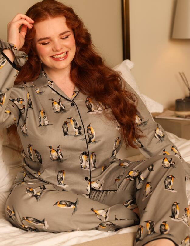 Cyberjammies Parker Penguin Print Pyjama Bottoms Grey Mix
