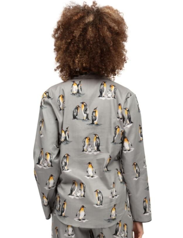 Cyberjammies Parker Penguin Print Pyjama Top Grey Mix