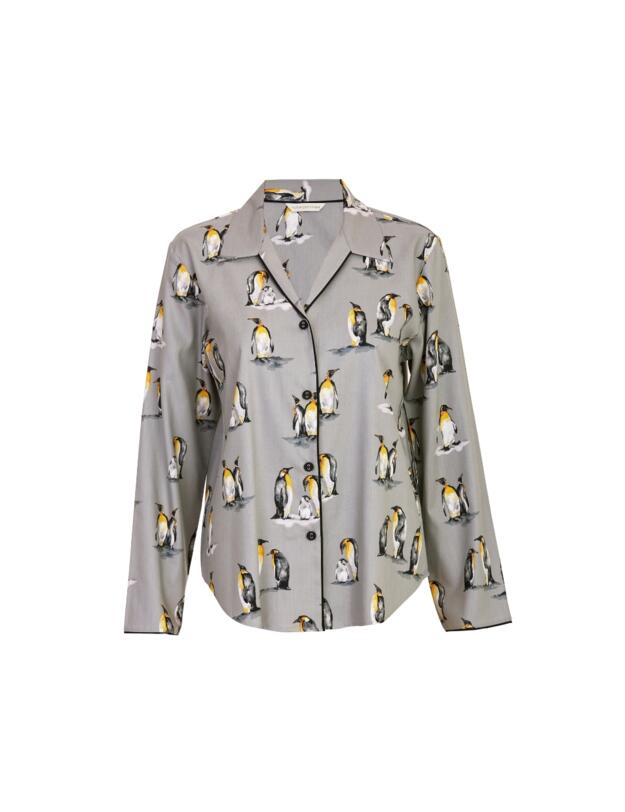 Cyberjammies Parker Penguin Print Pyjama Top Grey Mix
