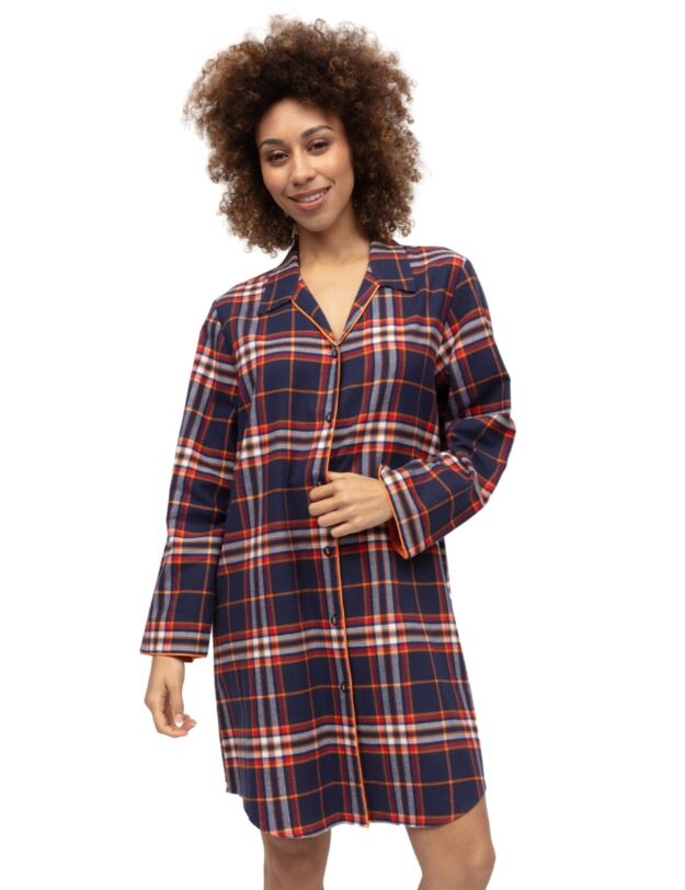 Cyberjammies Taylor Lightly Brushed Check Nightshirt Navy Mix