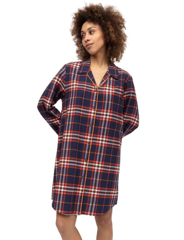 Cyberjammies Taylor Lightly Brushed Check Nightshirt Navy Mix