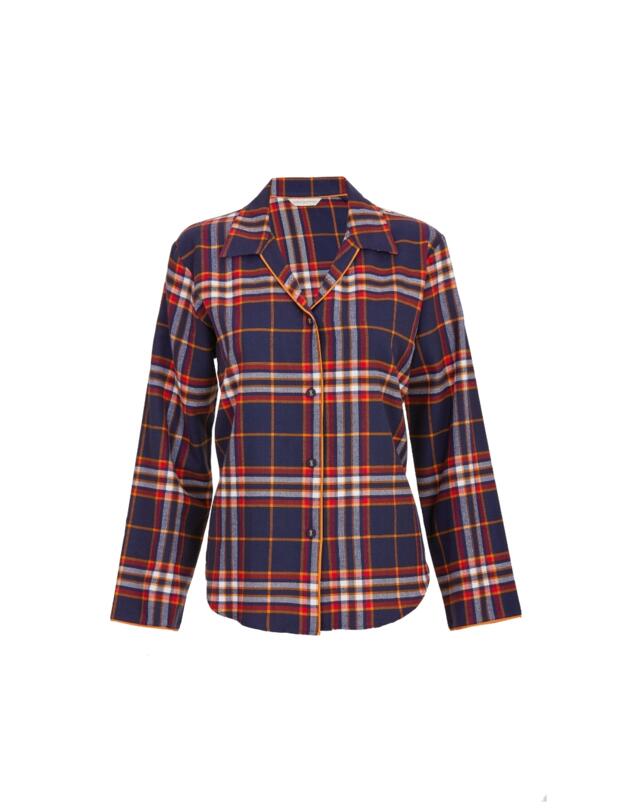 Cyberjammies Taylor Lightly Brushed Check Pyjama Top Navy Mix