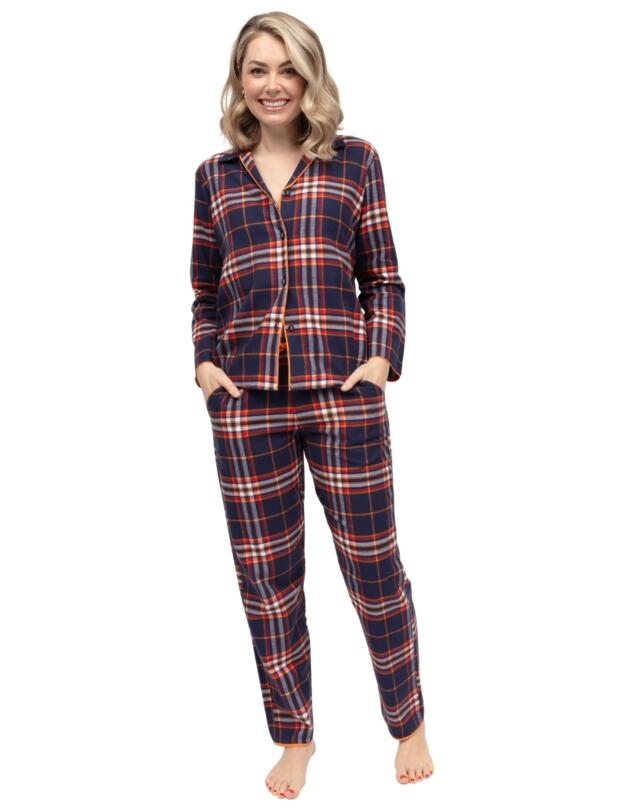Cyberjammies Taylor Lightly Brushed Check Pyjama Top Navy Mix