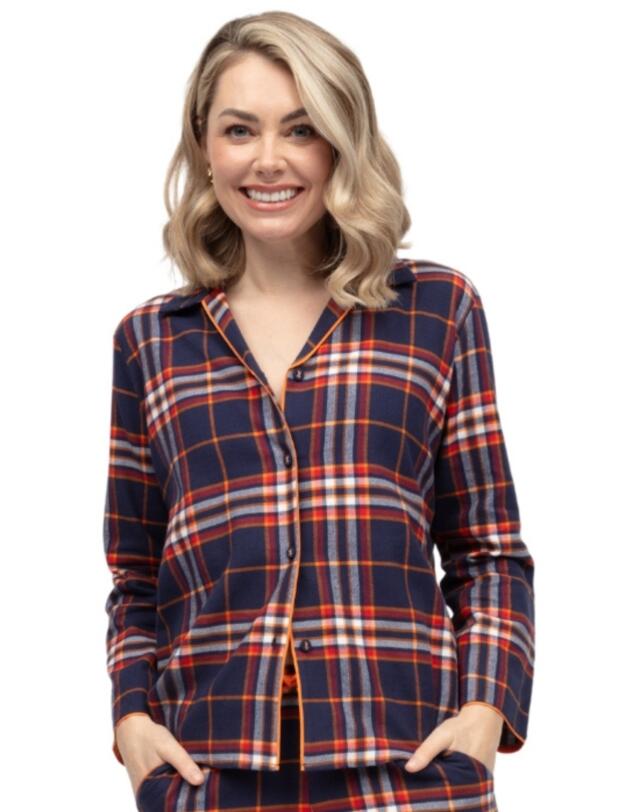 Cyberjammies Taylor Lightly Brushed Check Pyjama Top Navy Mix
