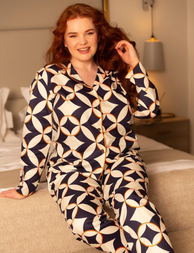 Cyberjammies Taylor Big Geo Print Pyjama Bottoms Navy Mix