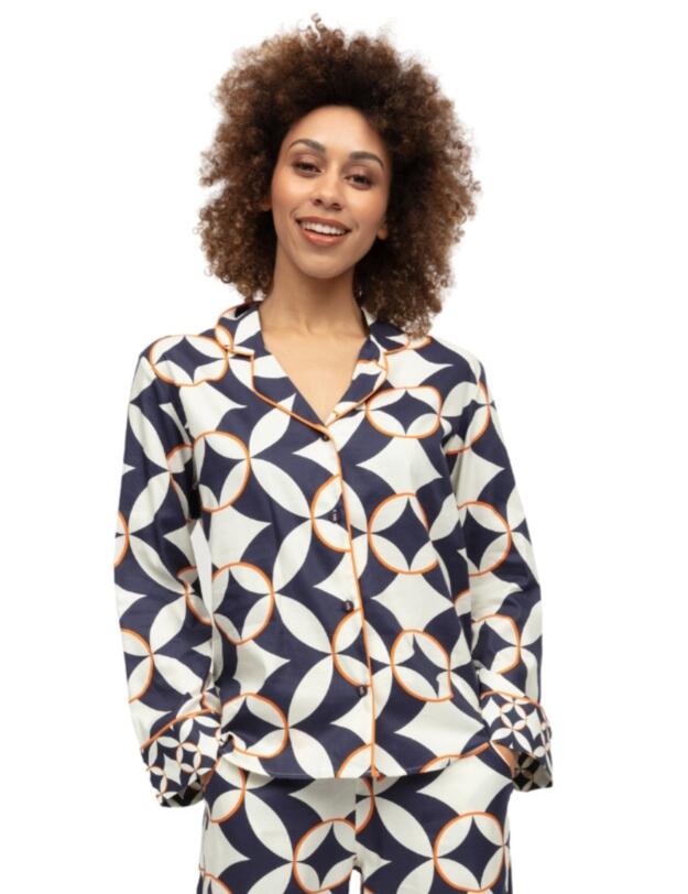 Cyberjammies Taylor Big Geo Print Pyjama Top Navy Mix